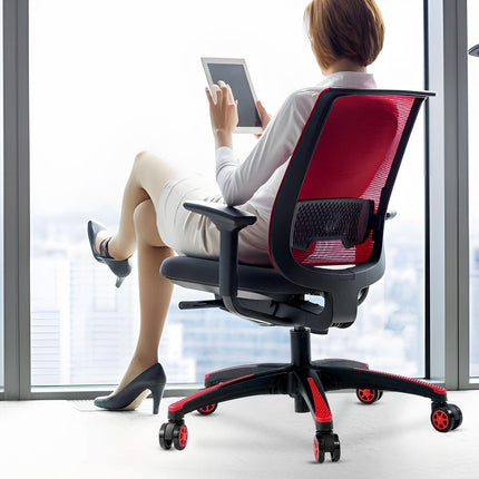 Office Chair Base Replacement, 710 mm, 1134 kg Static Load, Heavy Duty Universal Computer Desk Chair Stool Base Part with 5 Casters and Reinforced Legs, Desk Chair Base Replacement, Black + Red.
