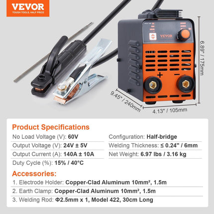 ARC Stick Welder 220V 140A Stick/Lift TIG 2-in-1 Welding Machine Hot Start.