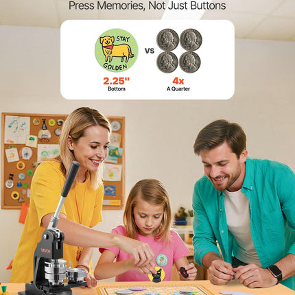 Button Maker Machine, 58 mm, Pin Maker Machine with 500pcs Button Parts, Circle Cutter, Hex Wrenches and Magic Book, Ergonomic Handle, for DIY Badges, Personalized Pins and Key Chains, Black.