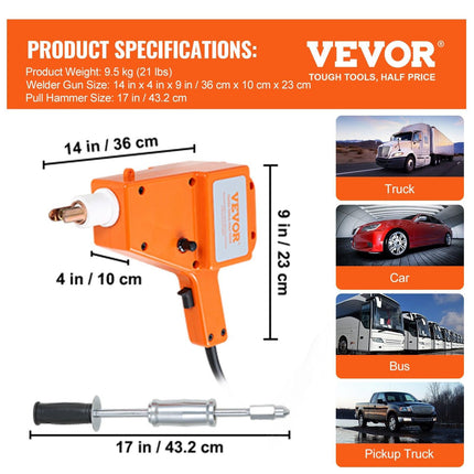 Stud Welder Kit, 1600A Stud Welder Dent Repair Kit, 800VA Spot Welder Stud, 220V Stud Gun Dent Puller Kit with Complete Accessories, Dent Welder Repair for Auto Body Repairing.