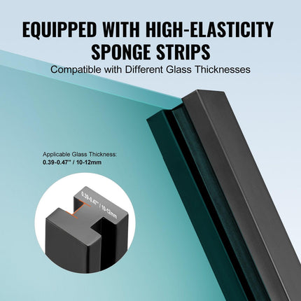 Glass Clamp, 41.34" Height Glass Railing Bracket for 0.39 "-0.47 " Thickness Tempered Glass, 304 Stainless Steel Glass Mounting Clamp, Glass Shelf Bracket for Balcony, Garden, Deck, Stair, Black.