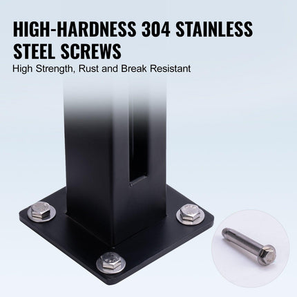 Glass Clamp, 41.34" Height Glass Railing Bracket for 0.39 "-0.47 " Thickness Tempered Glass, 304 Stainless Steel Glass Mounting Clamp, Glass Shelf Bracket for Balcony, Garden, Deck, Stair, Black.
