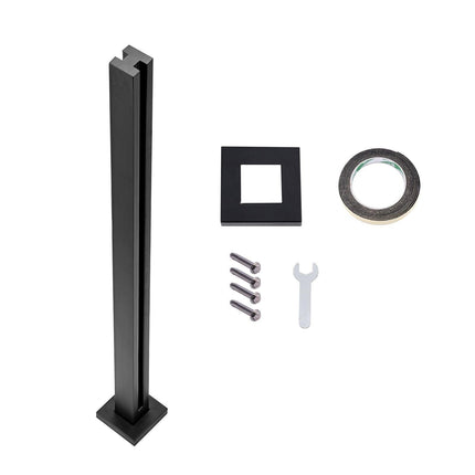 Glass Clamp, 41.34" Height Glass Railing Bracket for 0.39 "-0.47 " Thickness Tempered Glass, 304 Stainless Steel Glass Mounting Clamp, Glass Shelf Bracket for Balcony, Garden, Deck, Stair, Black.