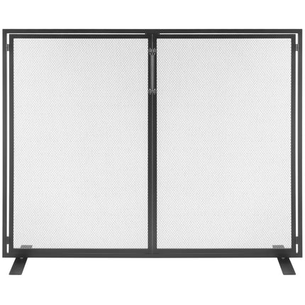 Fireplace Screen 1 Panel with Door, Sturdy Iron Mesh Fireplace Screen, 990(L) x780(H)MM Spark Guard Cover, Simple Installation, Free Standing Fire Fence Grate for Living Room Home Decor Modern.