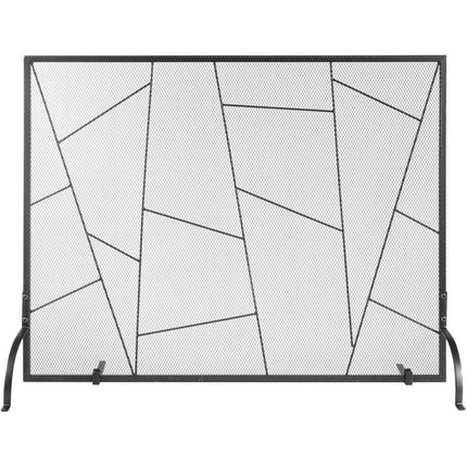 Fireplace Screen Single Panel, Sturdy Iron Mesh Fireplace Screen, 906(L) x720(H)MM Spark Guard Cover, Simple Installation, Free Standing Fire Fence Grate for Living Room Home Decor Modern.