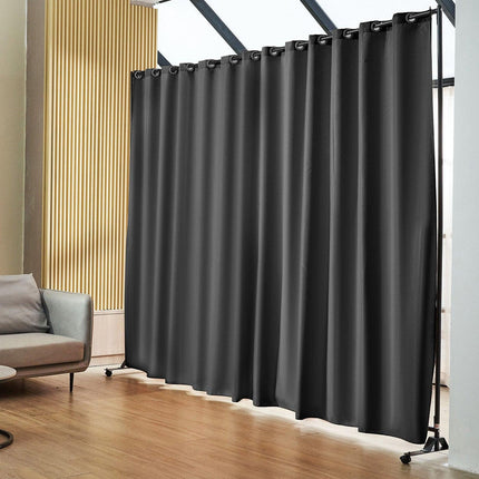 Room Divider, 8 ft x 10 ft (96 x 120inch) Portable Panel Room Divider with Wheels Curtain Divider Stand, Room Divider Privacy Screen for Office, Bedroom, Dining Room, Study, Black.