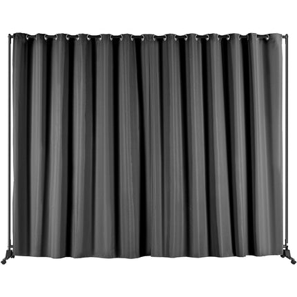 Room Divider, 8 ft x 10 ft (96 x 120inch) Portable Panel Room Divider with Wheels Curtain Divider Stand, Room Divider Privacy Screen for Office, Bedroom, Dining Room, Study, Black.