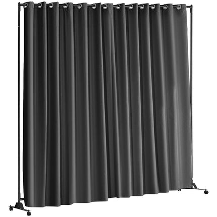 Room Divider, 8 ft x 10 ft (96 x 120inch) Portable Panel Room Divider with Wheels Curtain Divider Stand, Room Divider Privacy Screen for Office, Bedroom, Dining Room, Study, Black.