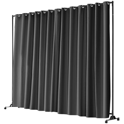 Room Divider, 8 ft x 10 ft (96 x 120inch) Portable Panel Room Divider with Wheels Curtain Divider Stand, Room Divider Privacy Screen for Office, Bedroom, Dining Room, Study, Black.