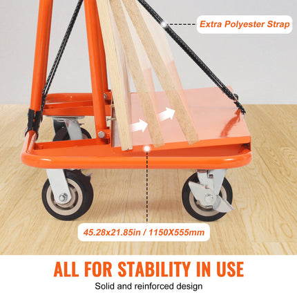 Drywall Cart, 3000 LBS Panel Dolly Cart with 45.28" x 21.8" Deck and 5" Swivel Wheels, Heavy-Duty Drywall Sheet Cart, Handling Wall Panel, Sheetrock, Lumber, for Garage, Home, Warehouse.