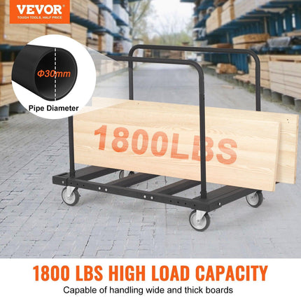 Drywall Cart, 1800 LBS Panel Dolly Cart with 45.28" x 29.13" Deck and 5" Swivel Wheels, Heavy-Duty Drywall Sheet Cart, Handling Wall Panel, Sheetrock, Lumber, for Garage, Home, Warehouse.