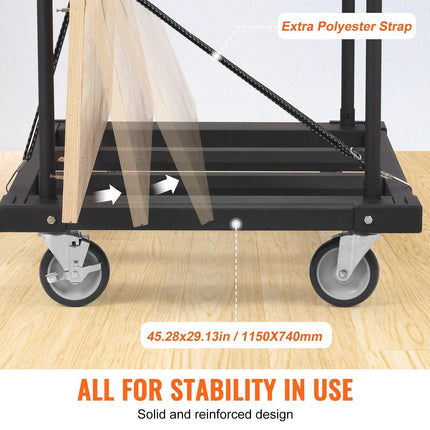 Drywall Cart, 1800 LBS Panel Dolly Cart with 45.28" x 29.13" Deck and 5" Swivel Wheels, Heavy-Duty Drywall Sheet Cart, Handling Wall Panel, Sheetrock, Lumber, for Garage, Home, Warehouse.