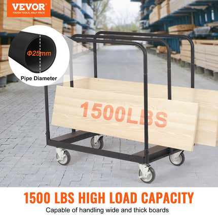 Drywall Cart, 1500 LBS Panel Dolly Cart with 36.02" x 24.02" Deck and 5" Swivel Wheels, Heavy-Duty Drywall Sheet Cart, Handling Wall Panel, Sheetrock, Lumber, for Garage, Home, Warehouse.