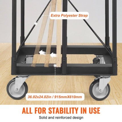 Drywall Cart, 1500 LBS Panel Dolly Cart with 36.02" x 24.02" Deck and 5" Swivel Wheels, Heavy-Duty Drywall Sheet Cart, Handling Wall Panel, Sheetrock, Lumber, for Garage, Home, Warehouse.