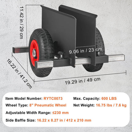 Panel Dolly, 600LBS Capacity Slab Dolly, Heavy-duty Drywall Mover with 8" Pneumatic Wheels, Adjustable Clamp Panel Cart for Drywall Sheet, Material Handling, All Terrain Moving Cart.