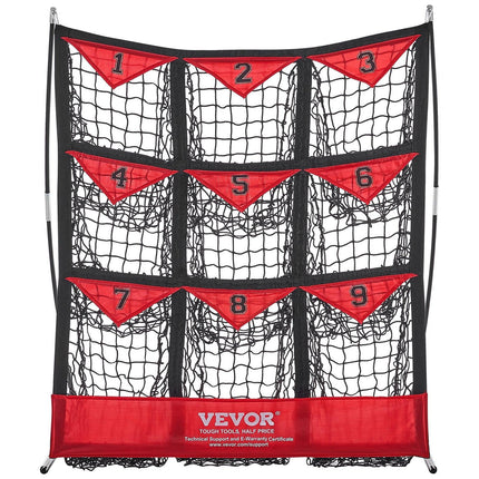 9 Hole Baseball Softball Pitching Net 9 Pocket Hitting Practice 49"x42".