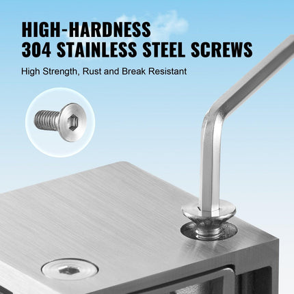 Glass Clamp, 4 PCS Square Glass Railing Bracket for 0.31 "-0.47 " Tempered Glass, 304 Stainless Steel Glass Mounting Clamp, Glass Shelf Bracket for Balcony, Garden, Pool, Stair, Silver.