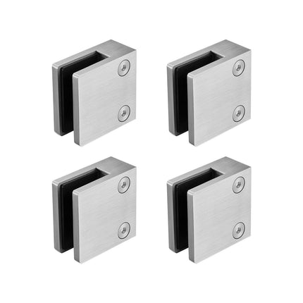 Glass Clamp, 4 PCS Square Glass Railing Bracket for 0.31 "-0.47 " Tempered Glass, 304 Stainless Steel Glass Mounting Clamp, Glass Shelf Bracket for Balcony, Garden, Pool, Stair, Silver.