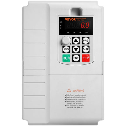 VFD 10HP, 7.5KW, 34A, 1 Phase 220V-240V Input to 3 Phase 220V-240V Output Variable Frequency Drive, 0-400Hz VFD for AC Motor Speed Control.
