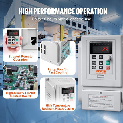 VFD 5HP, 4KW, 18A, 1 Phase 220V-240V Input to 3 Phase 220V-240V Output Variable Frequency Drive, 0-400Hz VFD for AC Motor Speed Control.