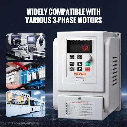 VFD 5HP, 4KW, 18A, 1 Phase 220V-240V Input to 3 Phase 220V-240V Output Variable Frequency Drive, 0-400Hz VFD for AC Motor Speed Control.