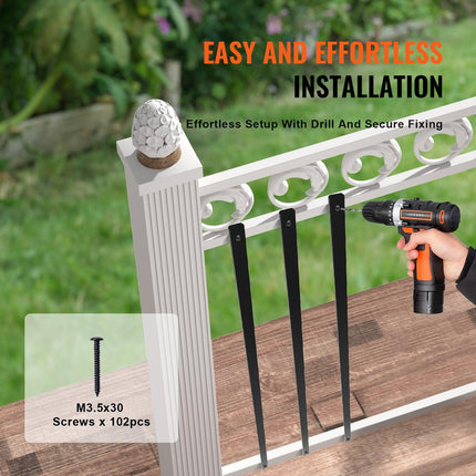 Staircase Metal Balusters, 32.28"x1"x0.2" Flat Aluminum Alloy Decorative Banister Spindles, 51 Pack Deck Baluster with Screws, Classic Hollow Deck Railing Satin Black Powder Coated for Porch.