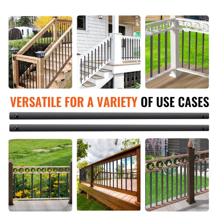 Staircase Metal Balusters, 32.28"x1"x0.2" Flat Aluminum Alloy Decorative Banister Spindles, 51 Pack Deck Baluster with Screws, Classic Hollow Deck Railing Satin Black Powder Coated for Porch.