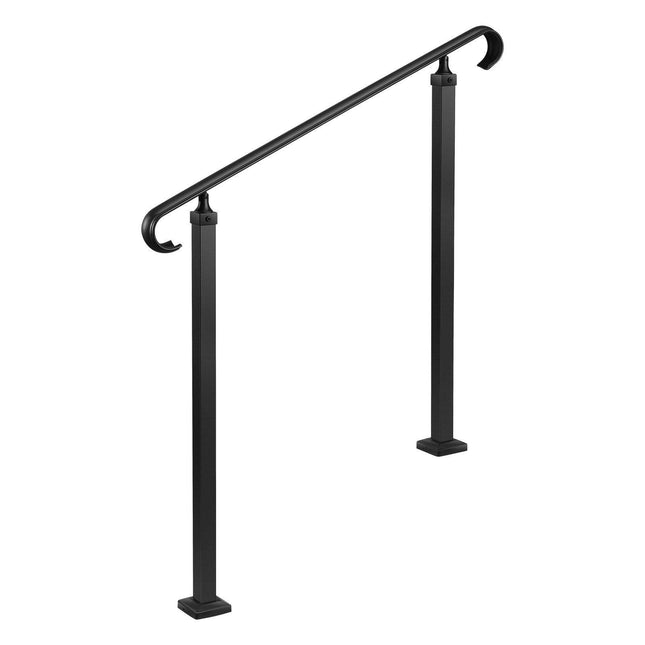 Handrails for Outdoor Steps, 2-3 Step Adjustable Height, Carbon Steel Transitional Handrail with Installation Kit, Exterior Hand Railing for Steps, Concrete or Wooden Stairs, Porch, Matte Black.