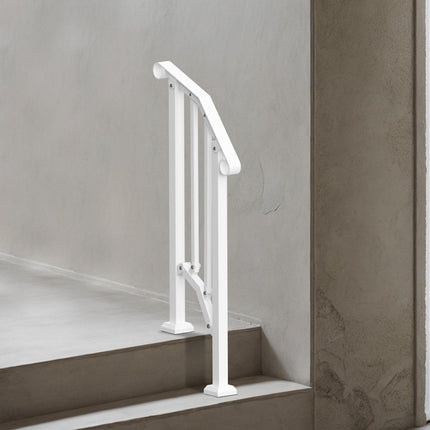 Handrails for Outdoor Steps, 1-2 Step Stair Hand Rail Kit, Transitional Carbon Steel Railings with Installation Kit, Stair Rails for Seniors, Concrete Steps & Porch & Deck, White Retro Arch.