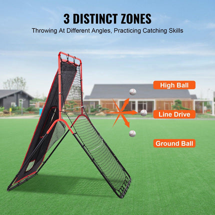 Baseball And Softball Rebounder Net 3.5x4.5 ft 2-in-1 Switch Hitter Pitch.