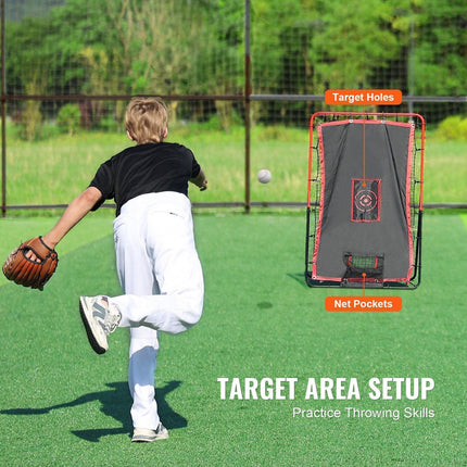 Baseball And Softball Rebounder Net 3.5x4.5 ft 2-in-1 Switch Hitter Pitch.