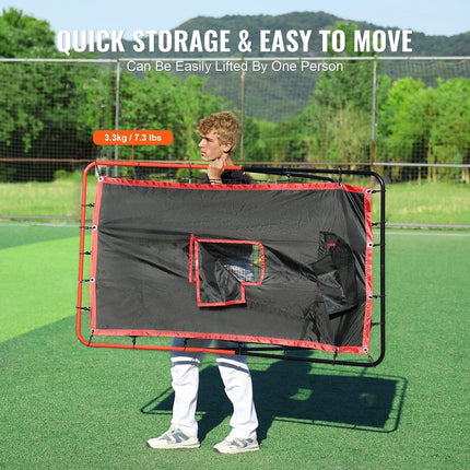 Baseball And Softball Rebounder Net 3.5x4.5 ft 2-in-1 Switch Hitter Pitch.