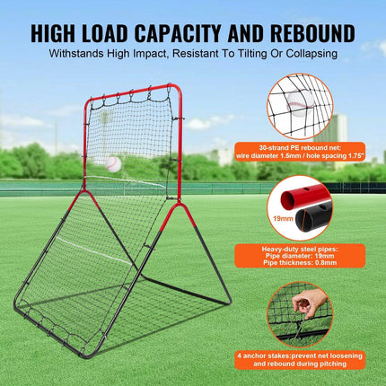 Baseball And Softball Rebounder Net, 3 x 4.5 ft PitchBack Baseball Pitching Nest, 3-Way Baseball, Softball Pitchback Net, Fielding Trainer, Bounce Back Net for Fielding/Throwing Practice.