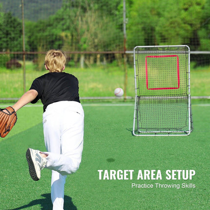 Baseball And Softball Rebounder Net, 3.5 x 6 ft PitchBack Baseball Pitching Nest, Softball Pitchback Net, Fielding Trainer, Bounce Back Net for Fielding/Throwing Practice, 5 Adjustable Angles.