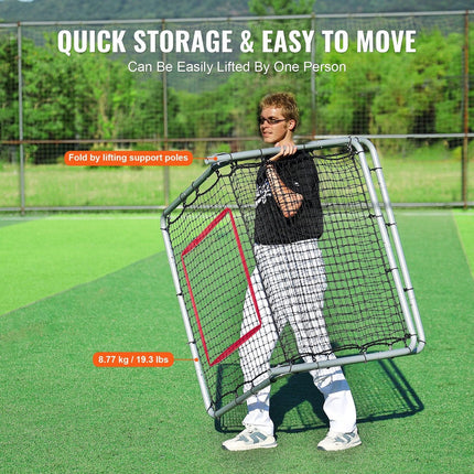 Baseball And Softball Rebounder Net, 3.5 x 6 ft PitchBack Baseball Pitching Nest, Softball Pitchback Net, Fielding Trainer, Bounce Back Net for Fielding/Throwing Practice, 5 Adjustable Angles.