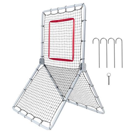 Baseball And Softball Rebounder Net, 3.5 x 6 ft PitchBack Baseball Pitching Nest, Softball Pitchback Net, Fielding Trainer, Bounce Back Net for Fielding/Throwing Practice, 5 Adjustable Angles.