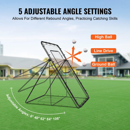 Baseball And Softball Rebounder Net, 4 x 6 Feet PitchBack Baseball Nest for Pitching and Fielding Training, Pitch Return Trainer Rebound Net with Pitching Target, 4 Adjustable Angles.