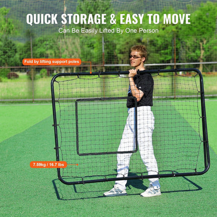 Baseball And Softball Rebounder Net, 4 x 6 Feet PitchBack Baseball Nest for Pitching and Fielding Training, Pitch Return Trainer Rebound Net with Pitching Target, 4 Adjustable Angles.