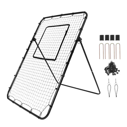 Baseball And Softball Rebounder Net, 4 x 6 Feet PitchBack Baseball Nest for Pitching and Fielding Training, Pitch Return Trainer Rebound Net with Pitching Target, 4 Adjustable Angles.