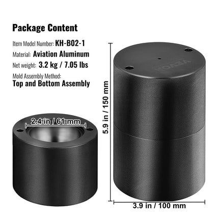 Ice Ball Press, 6cm Ice Ball Maker, Aircraft Al Alloy Ice Ball Press Kit for 60mm Ice Sphere, Ice Press with Tong and Drip Tray, for Whiskey, Cocktail, Bourbon, Scot on Party & Holiday, Black.
