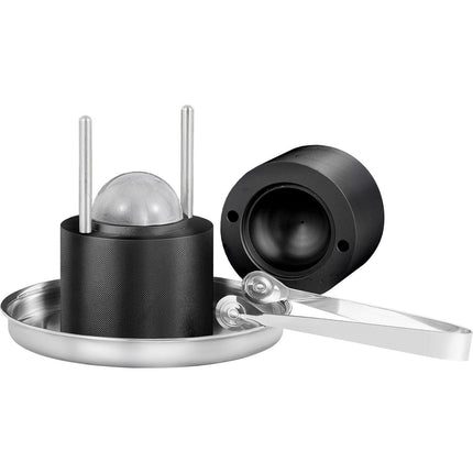 Ice Ball Press, 6cm Ice Ball Maker, Aircraft Al Alloy Ice Ball Press Kit for 60mm Ice Sphere, Ice Press with Tong and Drip Tray, for Whiskey, Cocktail, Bourbon, Scot on Party & Holiday, Black.