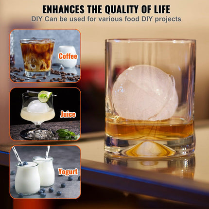 Ice Ball Press, 6cm Ice Ball Maker, Aircraft Al Alloy Ice Ball Press Kit for 60mm Ice Sphere, Ice Press with Tong and Drip Tray, for Whiskey, Cocktail, Bourbon, Scot on Party & Holiday, Red.