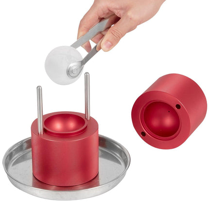 Ice Ball Press, 6cm Ice Ball Maker, Aircraft Al Alloy Ice Ball Press Kit for 60mm Ice Sphere, Ice Press with Tong and Drip Tray, for Whiskey, Cocktail, Bourbon, Scot on Party & Holiday, Red.