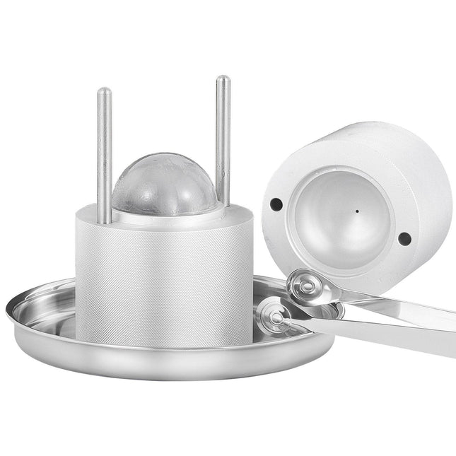 Ice Ball Press Kit, Aircraft Al Alloy Ice Press with Ice Block Mold, Large Mat, Tong, Drip Tray, One Glass, Round Ice Ball Maker 2.4"/60 mm Ice Sphere, for Whiskey, Cocktail on Party & Holiday.