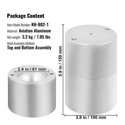 Ice Ball Press Kit, Aircraft Al Alloy Ice Press with Ice Block Mold, Large Mat, Tong, Drip Tray, One Glass, Round Ice Ball Maker 2.4"/60 mm Ice Sphere, for Whiskey, Cocktail on Party & Holiday.