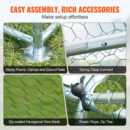 Large Metal Chicken Coop, 3x3.93x1.99 m Walk-in Chicken Runs for Yard with Cover, Spire Roof Hen House with Security Lock for Outdoor and Backyard, Farm, Duck Rabbit Cage Poultry Pen.