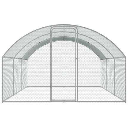 Large Metal Chicken Coop with Run, 9.8x19.3x6.5 ft Walk-in Chicken Runs for Yard with Cover, Doom Roof Hen House with Security Lock for Outdoor and Backyard, Farm, Duck Rabbit Cage Poultry Pen.