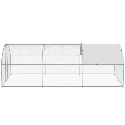 Large Metal Chicken Coop with Run, 9.8x19.3x6.5 ft Walk-in Chicken Runs for Yard with Cover, Doom Roof Hen House with Security Lock for Outdoor and Backyard, Farm, Duck Rabbit Cage Poultry Pen.