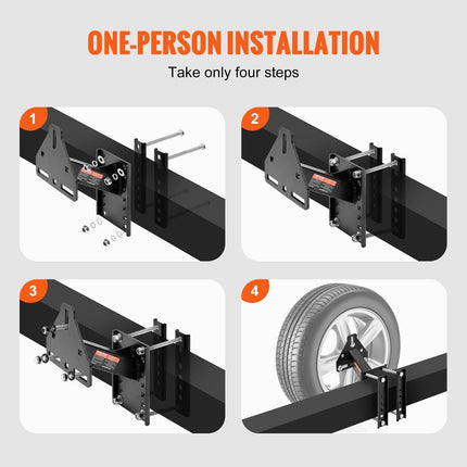 Spare Tire Carrier, Trailer Spare Tire Mount, 160 lbs Capacity, Utility Trailer Accessories Fits Most 4 & 5 & 6 & 8 Lugs Wheels on 4", 4.25", 4.5", 4.75", 5", 5.5", 6", 6.5" Bolt Patterns.