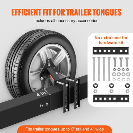Spare Tire Carrier, Trailer Spare Tire Mount, 160 lbs Capacity, Utility Trailer Accessories Fits Most 4 & 5 & 6 & 8 Lugs Wheels on 4", 4.25", 4.5", 4.75", 5", 5.5", 6", 6.5" Bolt Patterns.